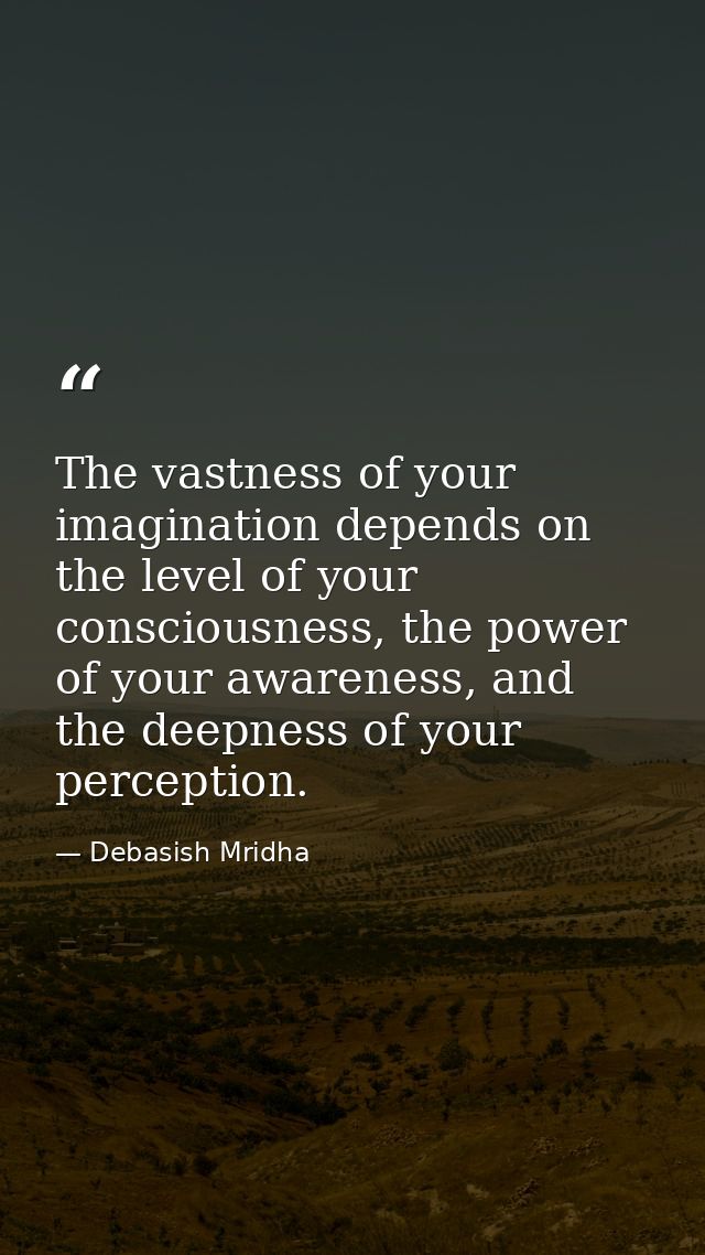 The vastness of your imagination depends on the level of your consciousness, the power of your awareness, and the deepne — Debasish Mridha