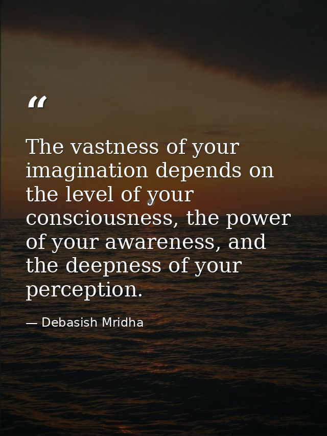 The vastness of your imagination depends on the level of your consciousness, the power of your awareness, and the deepne — Debasish Mridha
