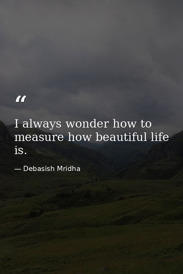 I always wonder how to measure how beautiful life is. — Debasish Mridha