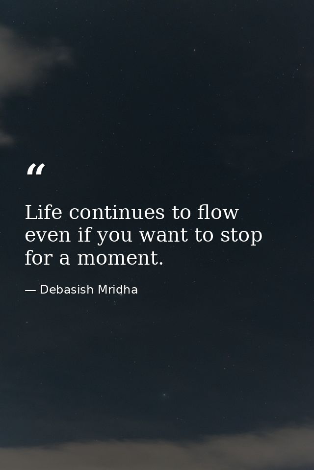 Life continues to flow even if you want to stop for a moment. — Debasish Mridha