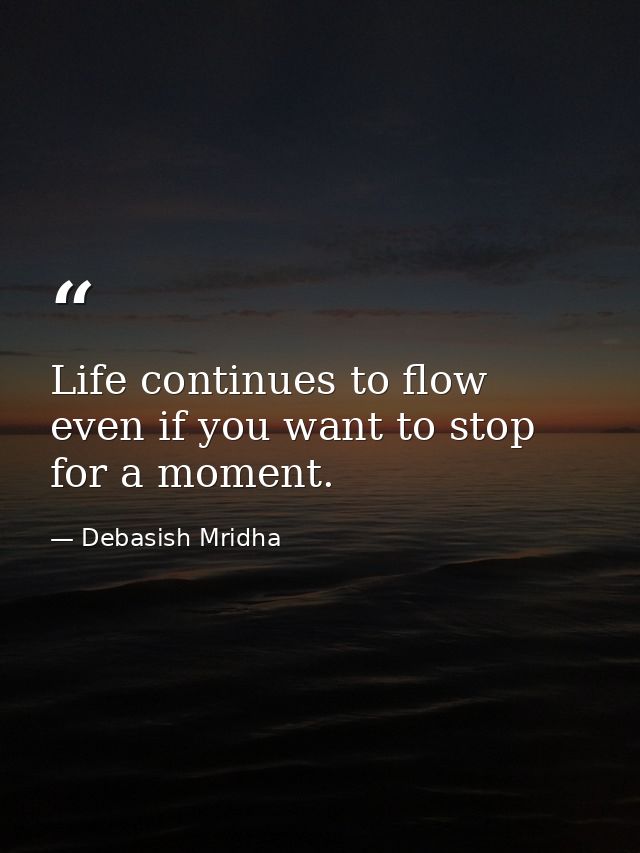 Life continues to flow even if you want to stop for a moment. — Debasish Mridha