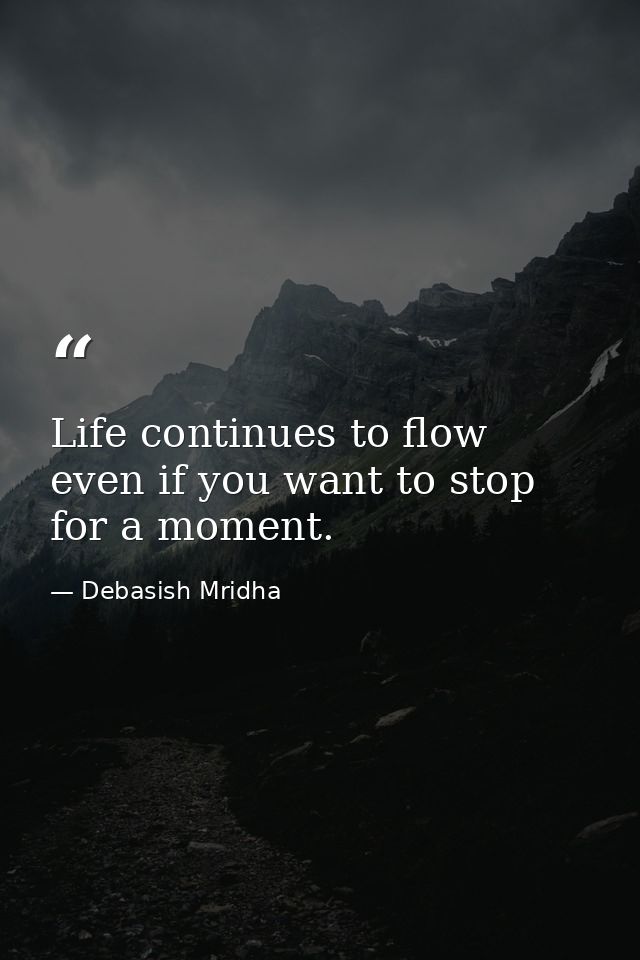 Life continues to flow even if you want to stop for a moment. — Debasish Mridha