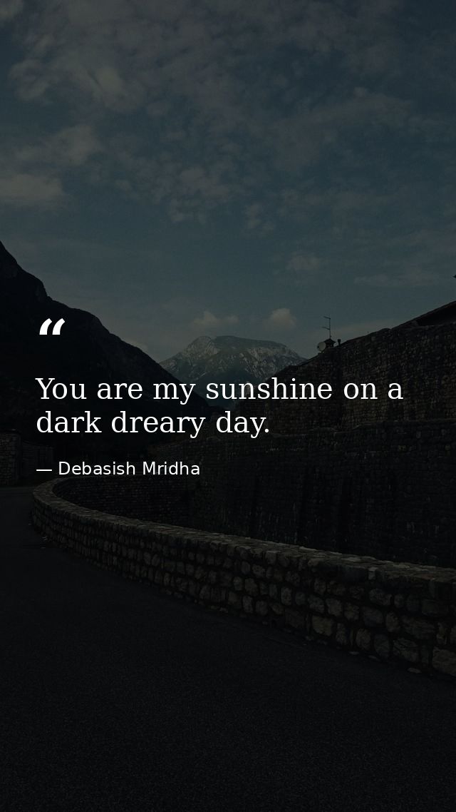 You are my sunshine on a dark dreary day. — Debasish Mridha
