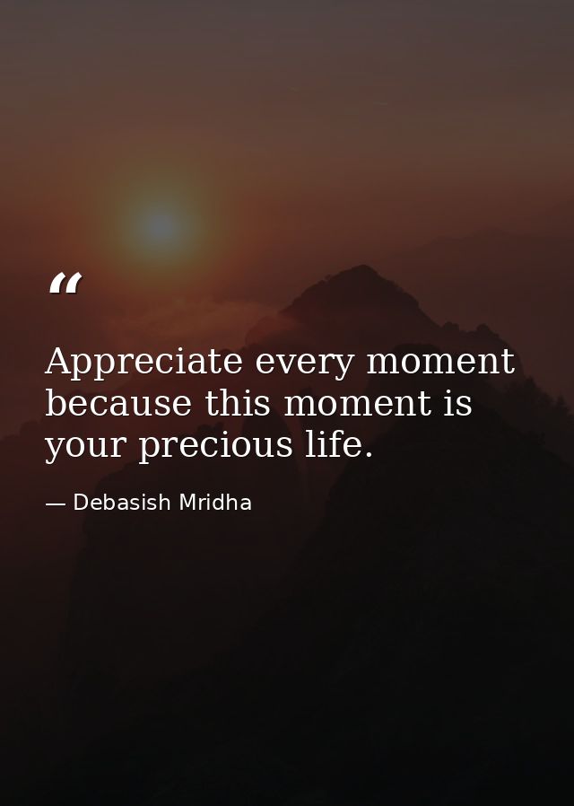 Appreciate every moment because this moment is your precious life. — Debasish Mridha