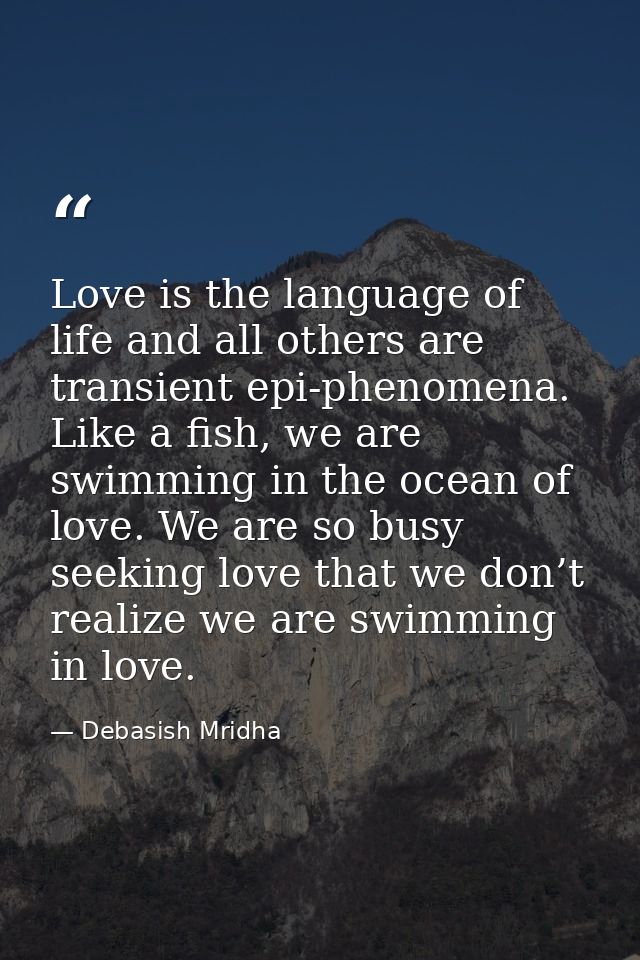 Love is the language of life and all others are transient epi-phenomena. Like a fish, we are swimming in the ocean of lo — Debasish Mridha