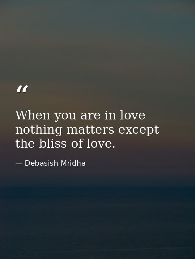 When you are in love nothing matters except the bliss of love. — Debasish Mridha
