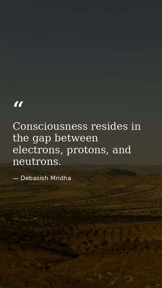 Consciousness resides in the gap between electrons, protons, and neutrons. — Debasish Mridha