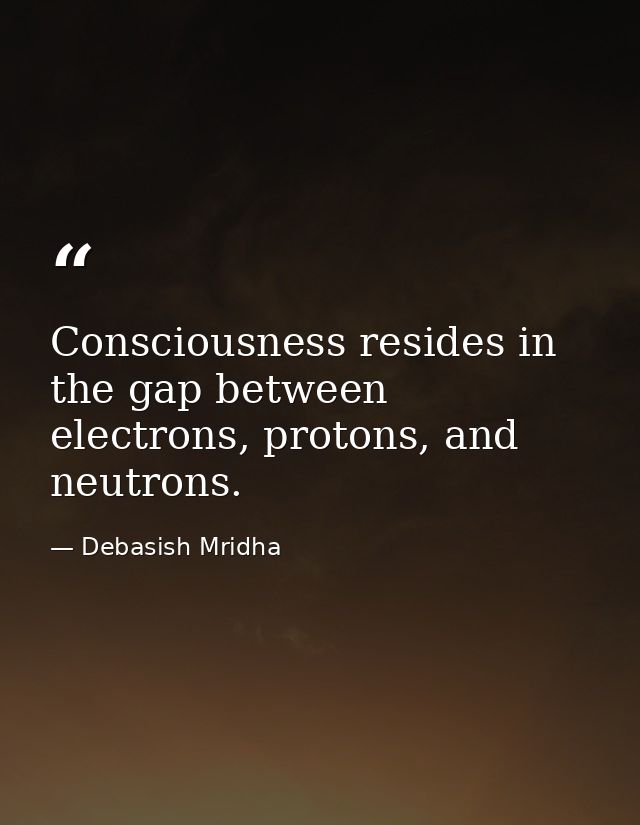 Consciousness resides in the gap between electrons, protons, and neutrons. — Debasish Mridha