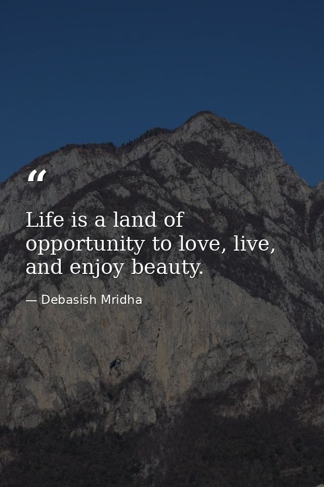Life is a land of opportunity to love, live, and enjoy beauty. — Debasish Mridha