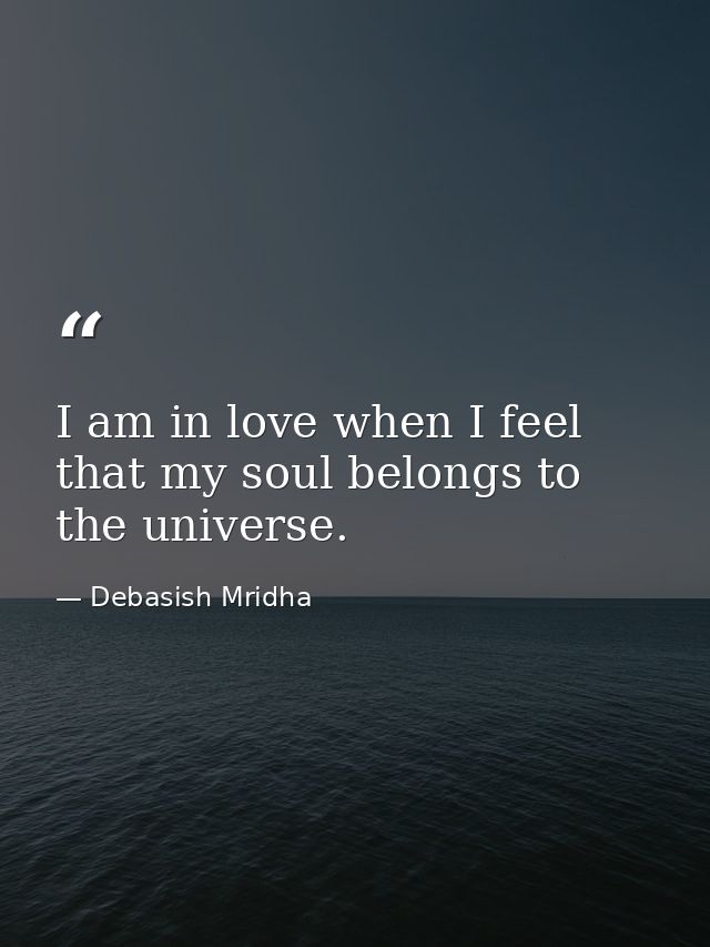 I am in love when I feel that my soul belongs to the universe. — Debasish Mridha