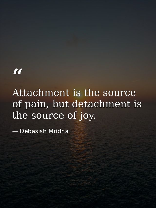 Attachment is the source of pain, but detachment is the source of joy. — Debasish Mridha
