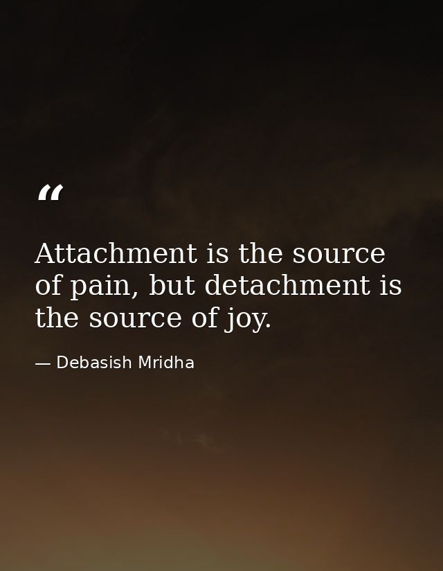 Attachment is the source of pain, but detachment is the source of joy. — Debasish Mridha