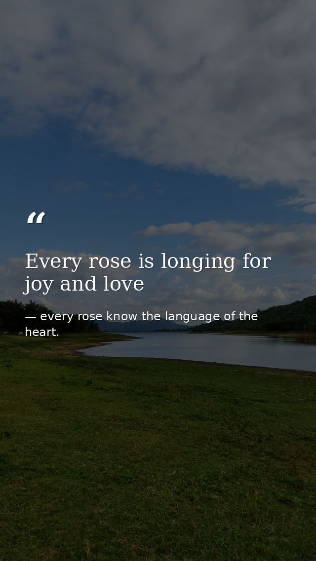 Every rose is longing for joy and love — every rose know the language of the heart.
