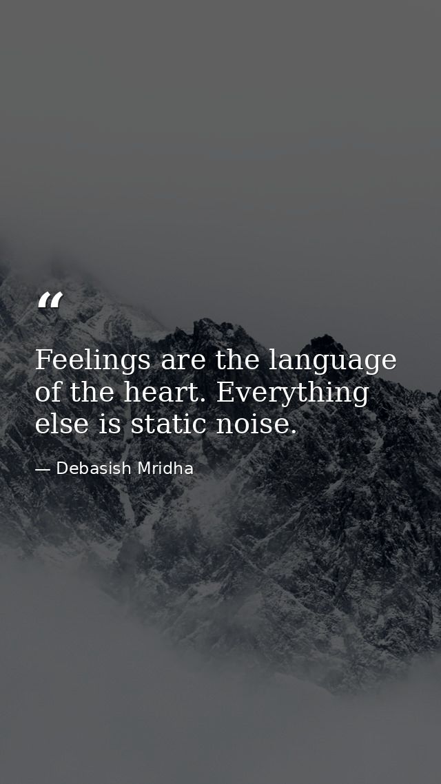Feelings are the language of the heart. Everything else is static noise. — Debasish Mridha