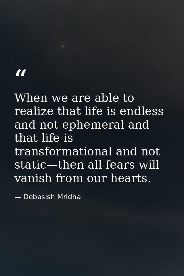 When we are able to realize that life is endless and not ephemeral and that life is transformational and not static—then — Debasish Mridha
