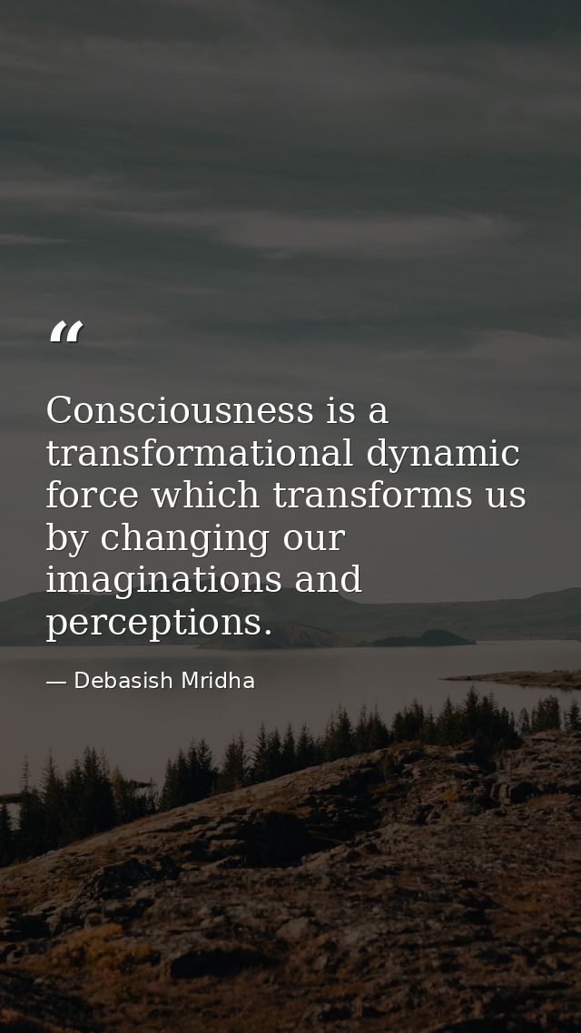 Consciousness is a transformational dynamic force which transforms us by changing our imaginations and perceptions. — Debasish Mridha