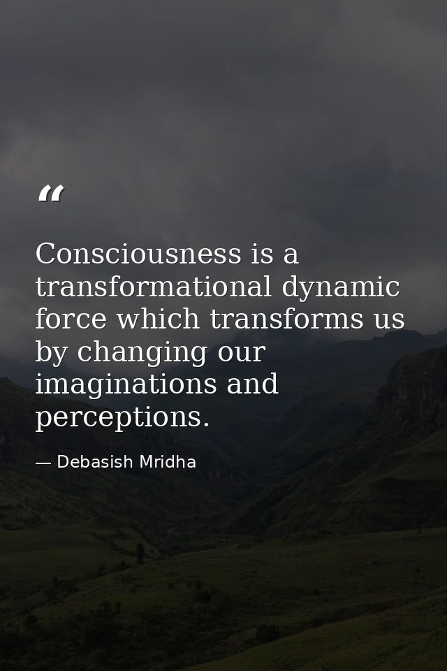 Consciousness is a transformational dynamic force which transforms us by changing our imaginations and perceptions. — Debasish Mridha
