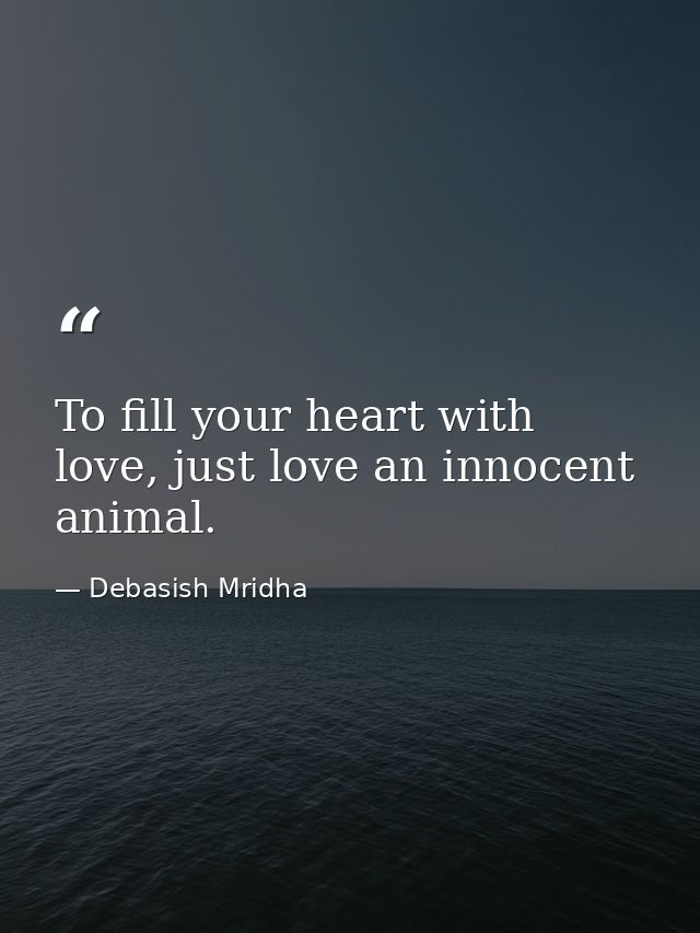 To fill your heart with love, just love an innocent animal. — Debasish Mridha