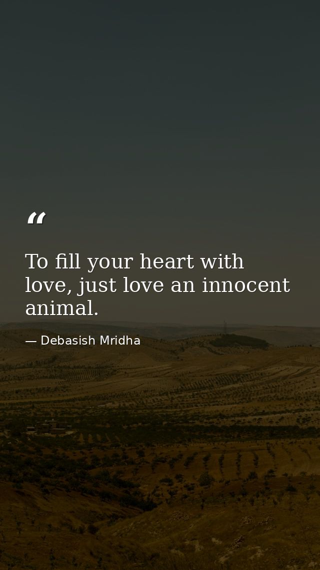 To fill your heart with love, just love an innocent animal. — Debasish Mridha