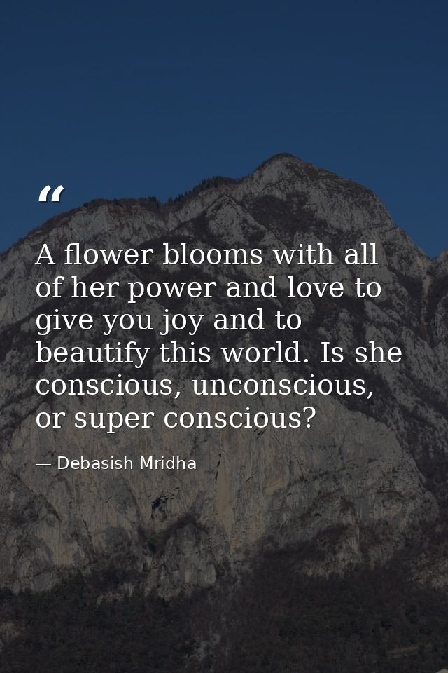 A flower blooms with all of her power and love to give you joy and to beautify this world. Is she conscious, unconscious — Debasish Mridha