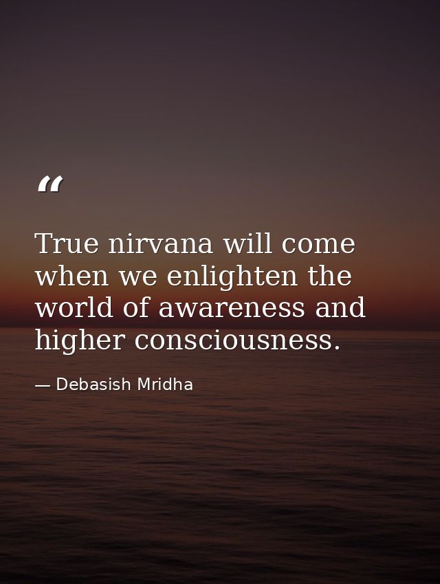 True nirvana will come when we enlighten the world of awareness and higher consciousness. — Debasish Mridha