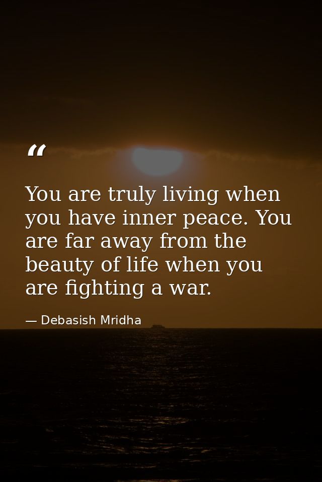 You are truly living when you have inner peace. You are far away from the beauty of life when you are fighting a war. — Debasish Mridha