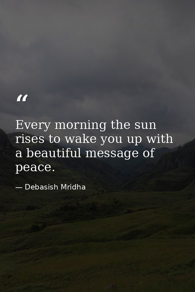Every morning the sun rises to wake you up with a beautiful message of peace. — Debasish Mridha