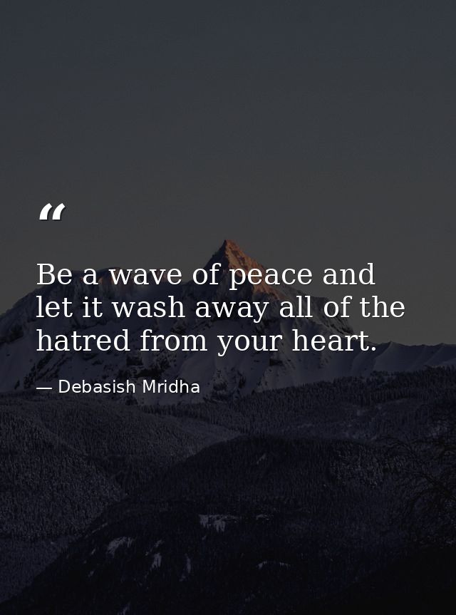 Be a wave of peace and let it wash away all of the hatred from your heart. — Debasish Mridha