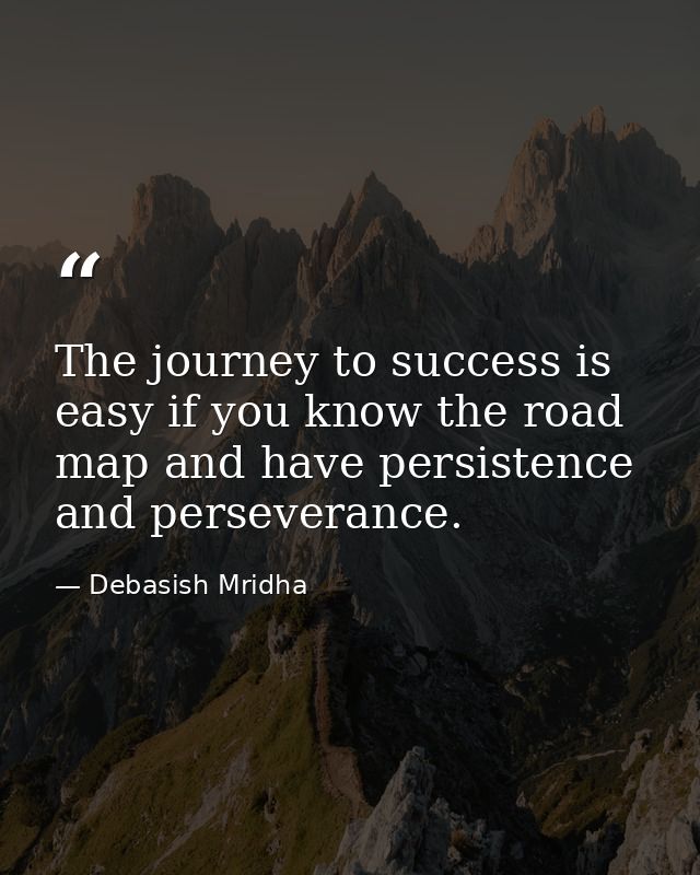 The journey to success is easy if you know the road map and have persistence and perseverance. — Debasish Mridha