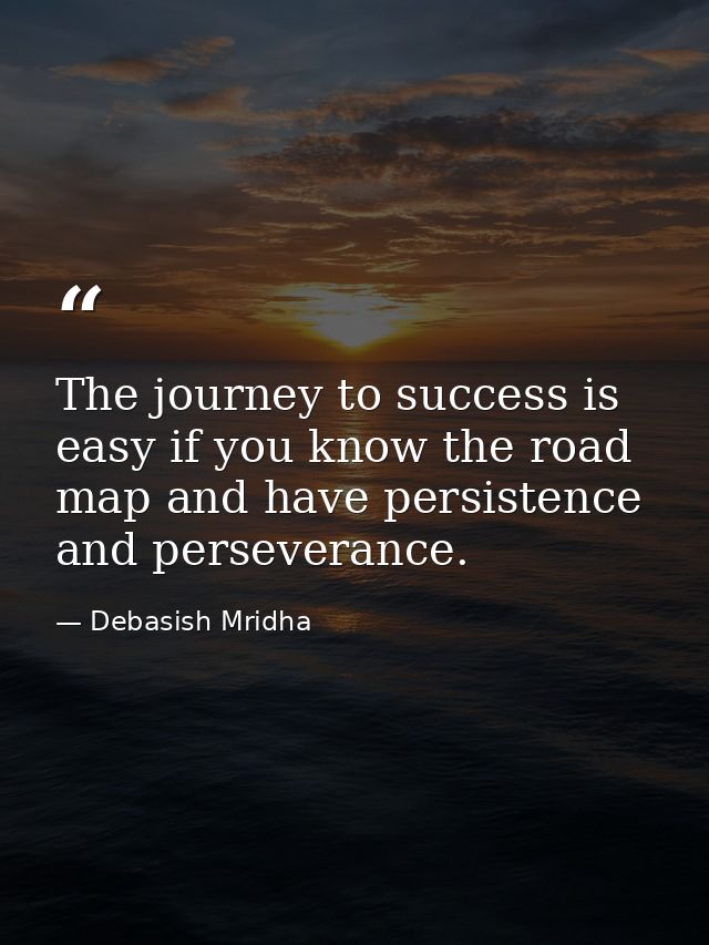 The journey to success is easy if you know the road map and have persistence and perseverance. — Debasish Mridha