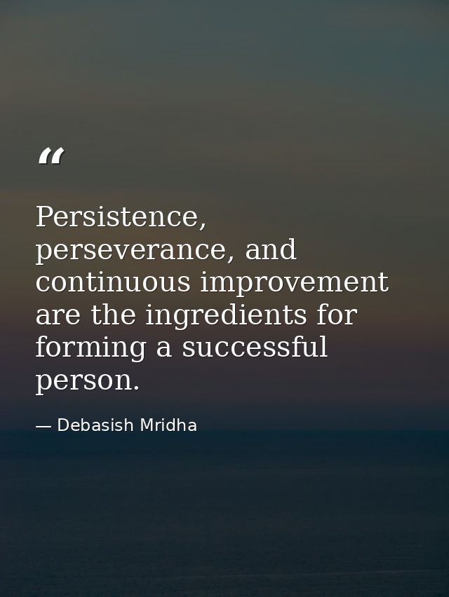Persistence, perseverance, and continuous improvement are the ingredients for forming a successful person. — Debasish Mridha