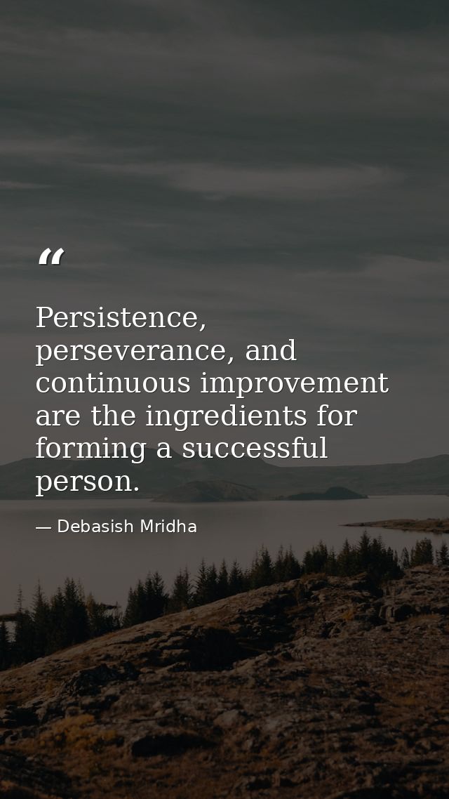 Persistence, perseverance, and continuous improvement are the ingredients for forming a successful person. — Debasish Mridha