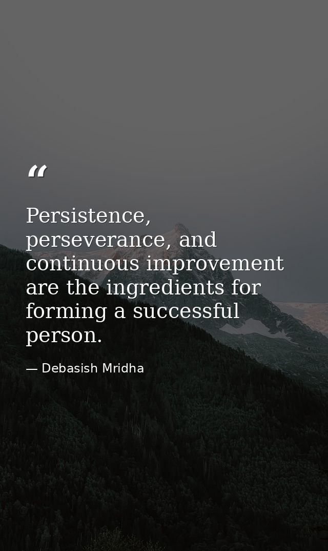Persistence, perseverance, and continuous improvement are the ingredients for forming a successful person. — Debasish Mridha