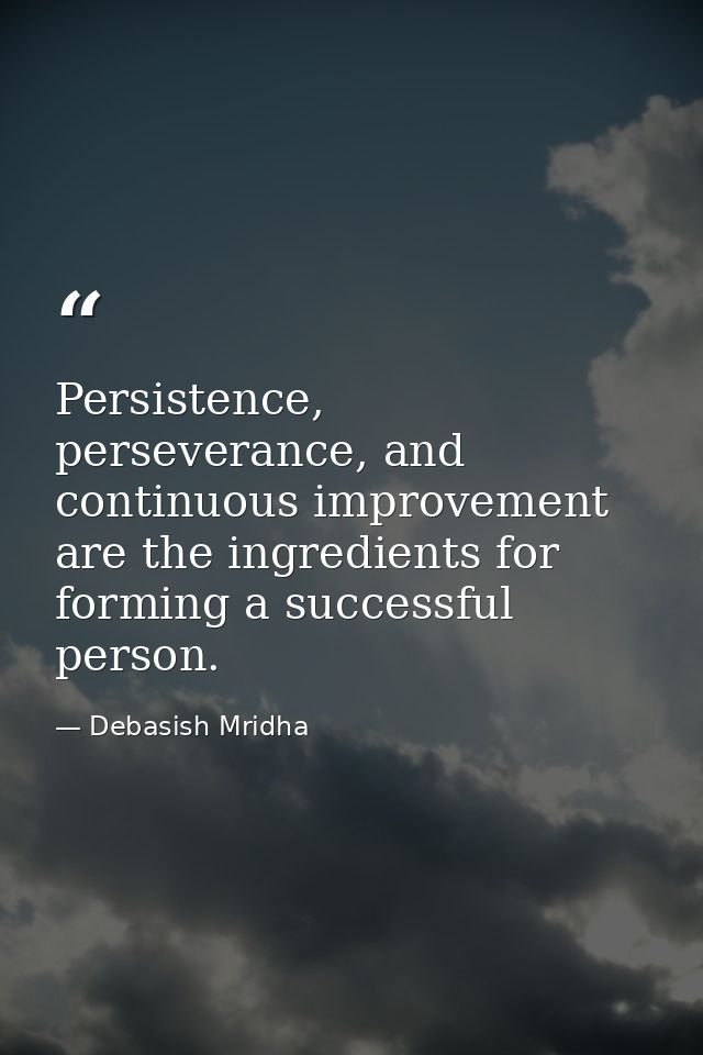 Persistence, perseverance, and continuous improvement are the ingredients for forming a successful person. — Debasish Mridha