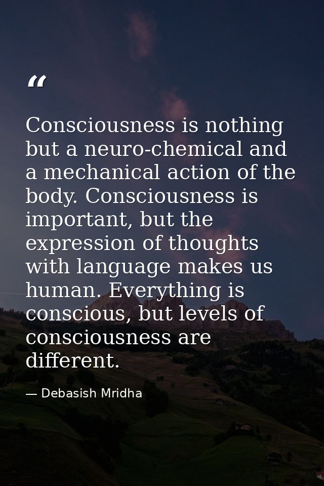 Consciousness is nothing but a neuro-chemical and a mechanical action of the body. Consciousness is important, but the e — Debasish Mridha