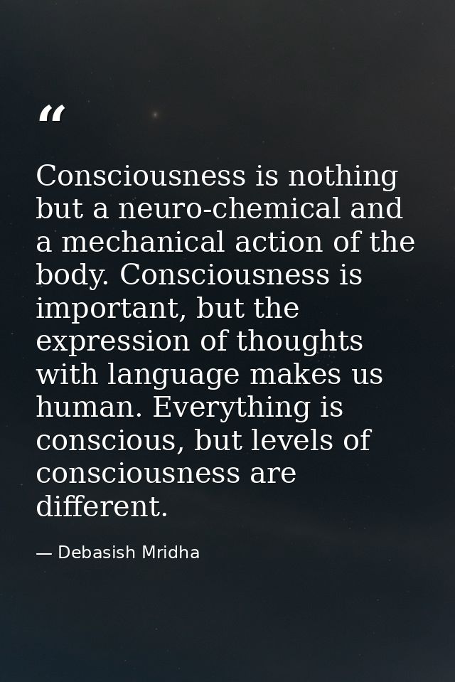 Consciousness is nothing but a neuro-chemical and a mechanical action of the body. Consciousness is important, but the e — Debasish Mridha