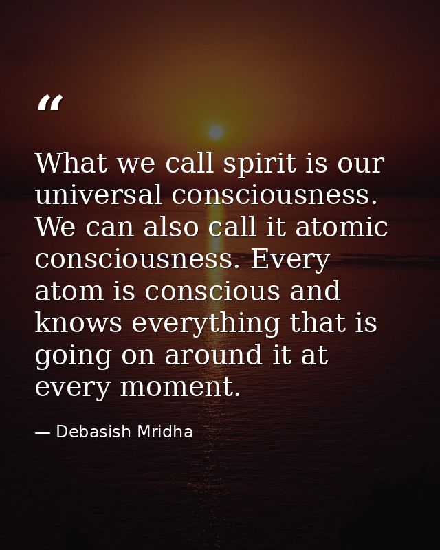 What we call spirit is our universal consciousness. We can also call it atomic consciousness. Every atom is conscious an — Debasish Mridha