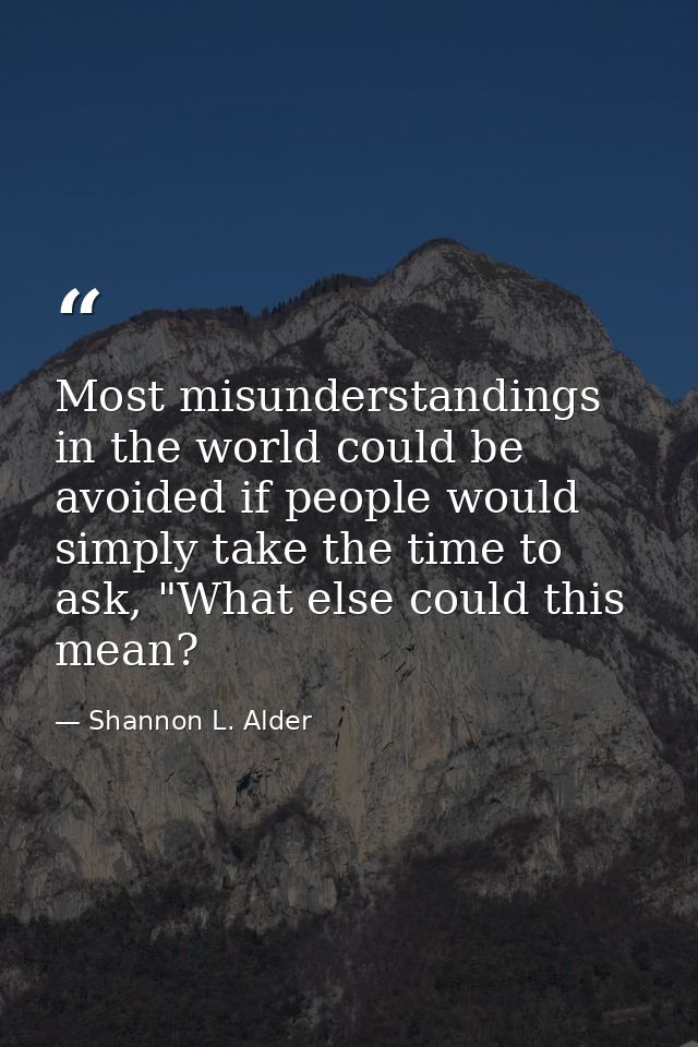 Most misunderstandings in the world could be avoided if people would simply take the time to ask, "What else could this  — Shannon L. Alder