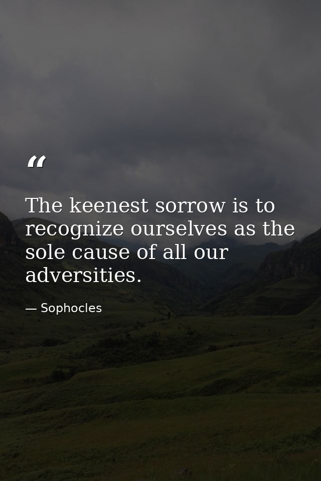The keenest sorrow is to recognize ourselves as the sole cause of all our adversities. — Sophocles
