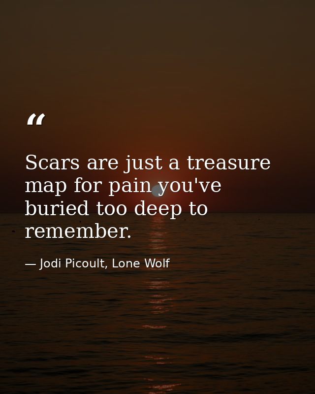 Scars are just a treasure map for pain you've buried too deep to remember. — Jodi Picoult, Lone Wolf