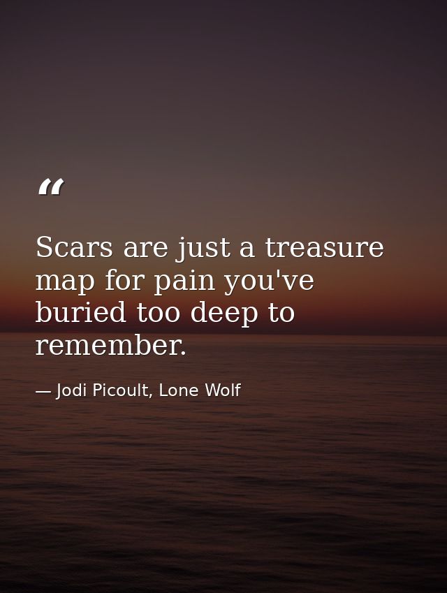 Scars are just a treasure map for pain you've buried too deep to remember. — Jodi Picoult, Lone Wolf
