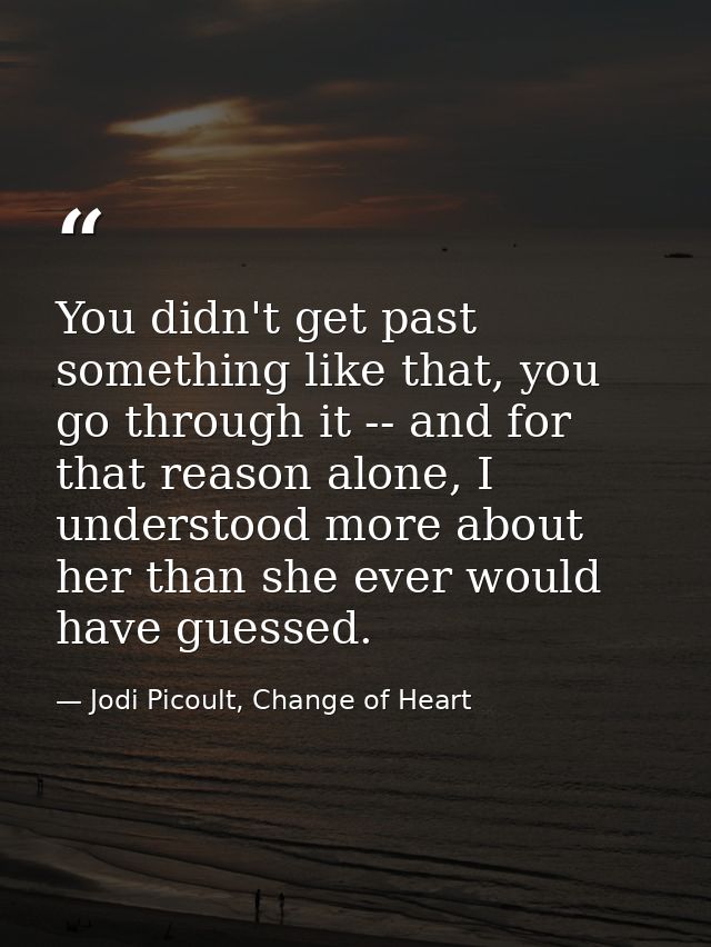 You didn't get past something like that, you go through it -- and for that reason alone, I understood more about her tha — Jodi Picoult, Change of Heart