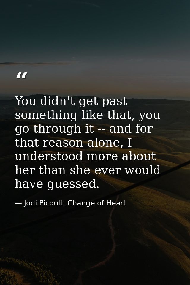 You didn't get past something like that, you go through it -- and for that reason alone, I understood more about her tha — Jodi Picoult, Change of Heart