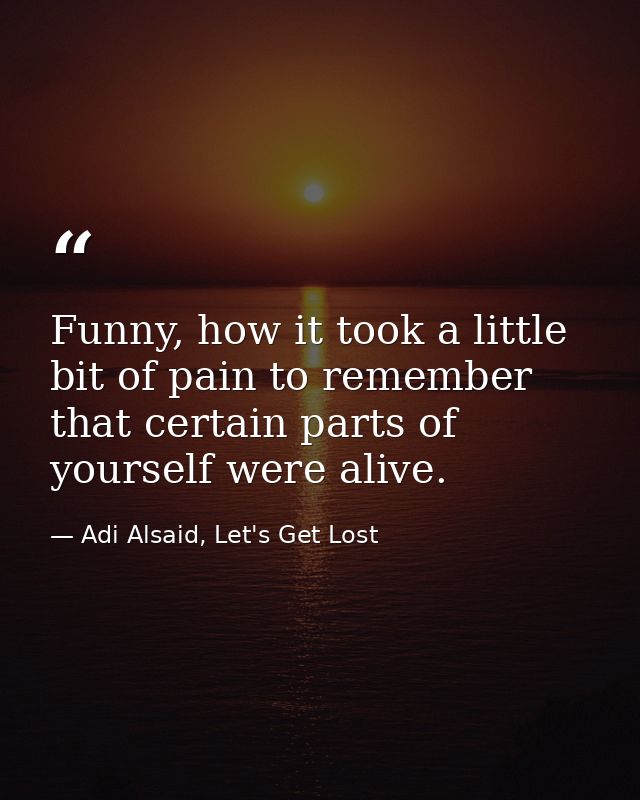 Funny, how it took a little bit of pain to remember that certain parts of yourself were alive. — Adi Alsaid, Let's Get Lost