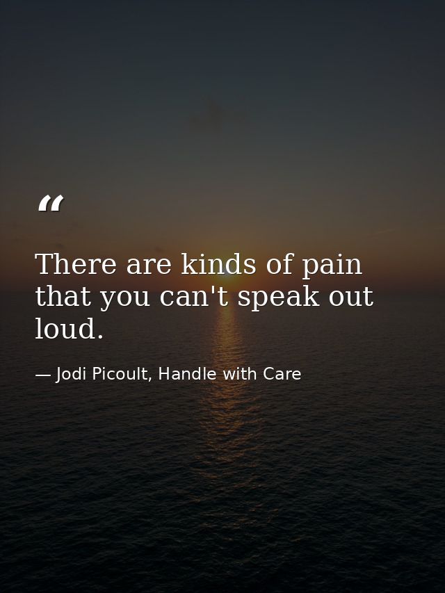 There are kinds of pain that you can't speak out loud. — Jodi Picoult, Handle with Care