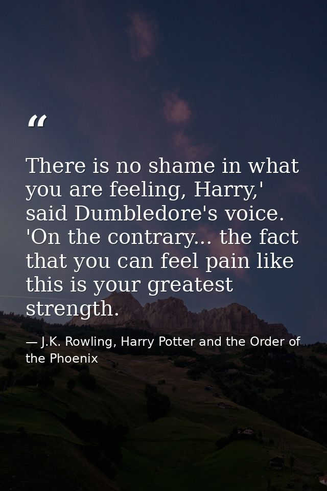 There is no shame in what you are feeling, Harry,' said Dumbledore's voice. 'On the contrary... the fact that you can fe — J.K. Rowling, Harry Potter and the Order of the Phoenix