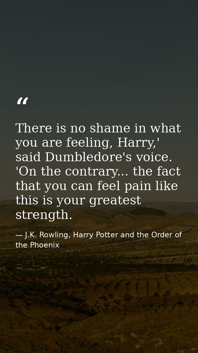 There is no shame in what you are feeling, Harry,' said Dumbledore's voice. 'On the contrary... the fact that you can fe — J.K. Rowling, Harry Potter and the Order of the Phoenix