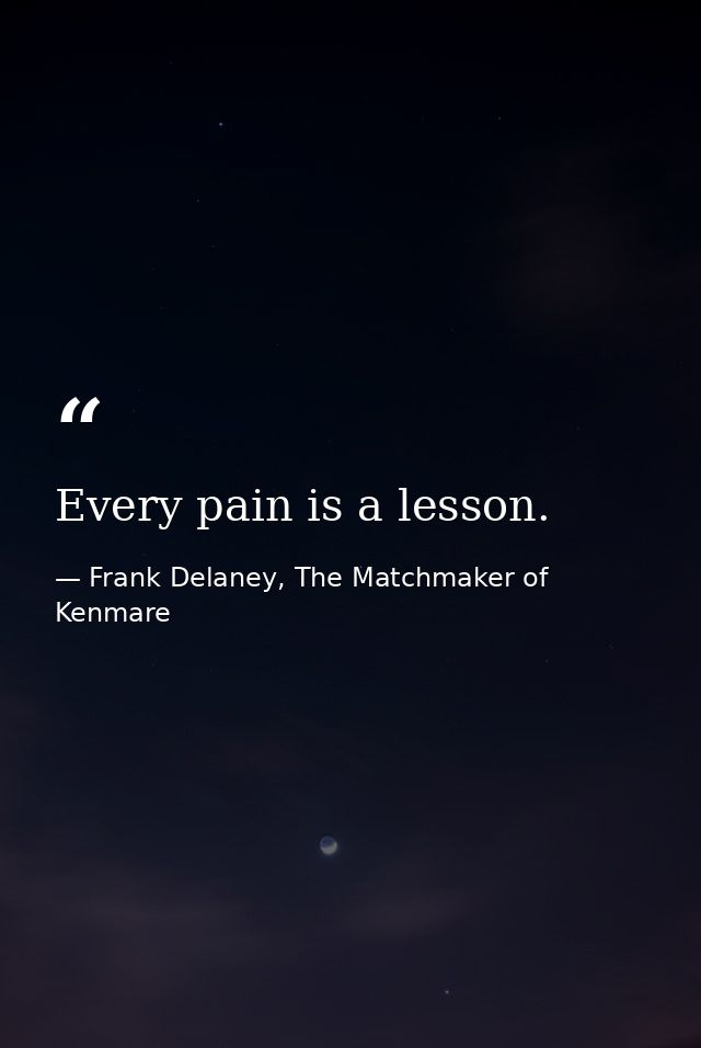 Every pain is a lesson. — Frank Delaney, The Matchmaker of Kenmare
