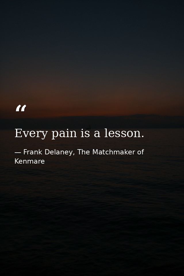 Every pain is a lesson. — Frank Delaney, The Matchmaker of Kenmare