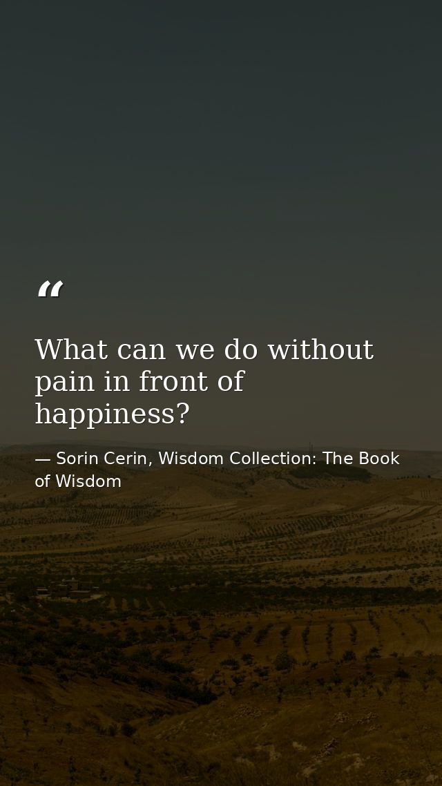 What can we do without pain in front of happiness? — Sorin Cerin, Wisdom Collection: The Book of Wisdom